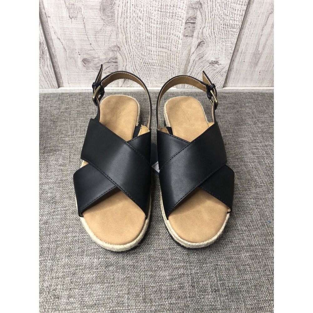 Universal Thread Womens Size 6.5 Black Sandals Frances Sporty Platform Strap - Picture 4 of 7
